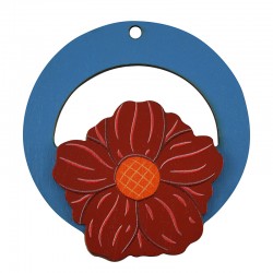 Pendentif rond en bois avec Fleur 52 mm