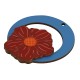 Pendentif rond en bois avec Fleur 52 mm