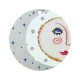 Pendentif rond en bois avec lune et Visage 45 mm