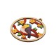 Pendentif rond en bois avec Oiseau et Fleurs 50 mm
