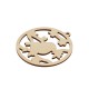Wooden Pendant Round with Bird & Flowers 50mm