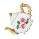 Ciondolo in Legno con Teiera e Rose 70X53 mm