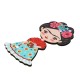 Pendentif en bois Frida Kahlo avec Fleurs 52 x 90 mm