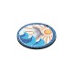 Pendentif rond en bois avec Dauphin. Soleil et Vagues 55 mm