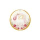 Pendentif rond en bois avec Licorne et Fleurs 70 mm