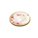 Pendentif rond en bois avec Licorne et Fleurs 70 mm