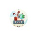 Wooden Decorative Round with Boy Suitcases Airplane & Globe 55mm