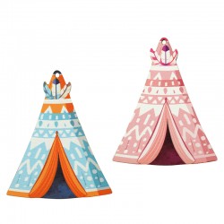 Wooden Pendant Indian Tent Tipi 58x70mm