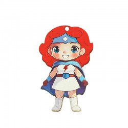 Pendentif en bois Super Girl 44 x 70 mm