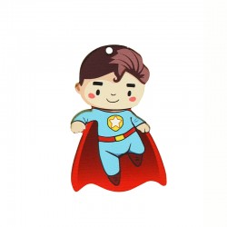 Pendentif en bois Super Boy 45 x 70 mm