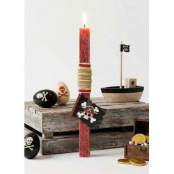 Ciondolo in Legno Bandiera Pirata con Teschio e Cappello 70X59 mm