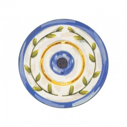 Pendentif rond en bois « œil maléfique » avec branches d'olivier 70 mm