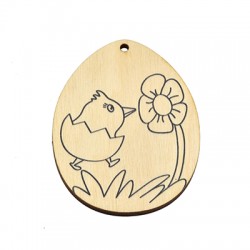 Colgante de Madera con Pájaro y Huevo 53 x 70 mm