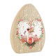 Huevo Decorativo de Madera con Conejito, Corazón y Flores 160 x 134 mm