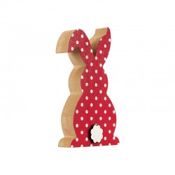 Lapin Décoratif en bois à pois 160 x 134 mm