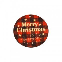 Pendentif rond en bois « Christmas » Étoiles 60 mm