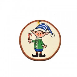 Pendentif rond en bois « Elf Candy » 54 mm