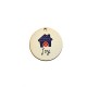 Wooden Pendant Round "Joy" with House & Evil Eye 40mm
