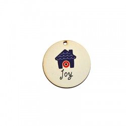 Pendentif rond en bois « Joy » avec Maison et œil Maléfique 40 mm