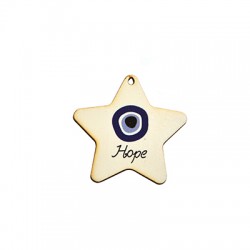 Pendentif en bois en Forme D'Étoile « Hope » avec œil Maléfique 45 mm