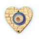 Wooden Pendant Heart with Evil Eye 2 Holes 50mm