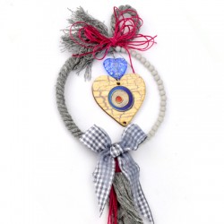 Pendentif en bois en Forme de cœur avec œil Maléfique et 2 Trous 50 mm