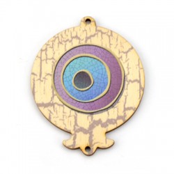 Pendentif en bois Grenade avec œil Maléfique 2 Trous 55 x 60 mm
