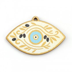 Pendentif en bois œil avec Olives 60 x 35 mm