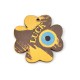 Pendentif en bois Trèfle à Quatre Feuilles « LUCK » avec œil Maléfique 45 mm