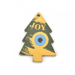 Wooden Pendant Christmas Tree with Eye "JOY" 44x60mm