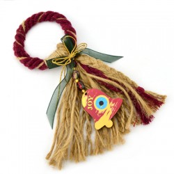 Pendentif en bois Cloche « JOY » avec œil Maléfique 45 x 50 mm