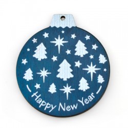 Pendentif en bois Boule de Noël 58 x 65 mm