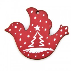 Pendentif en bois en Forme de Pigeon et Sapin de Noël 75 x 59 mm