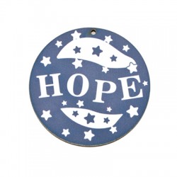 Pendentif rond en bois « HOPE » avec Étoiles 65 mm