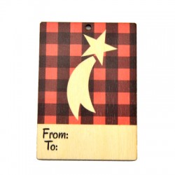 Carte Pendentif en bois « De - À » avec Étoile 60 x 85 mm