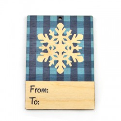 Carte Pendentif en bois « De - À » avec Flocon de Neige 60 x 85 mm