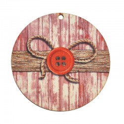 Pendentif rond en bois avec nœud et Bouton 65 mm
