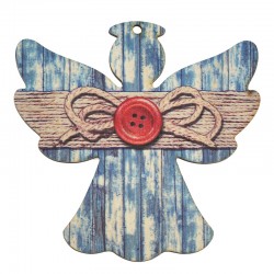 Pendentif en bois ange avec nœud et Bouton 83 x 85 mm