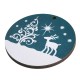 Pendentif rond en bois avec Sapin de Noël et cerf 50 mm