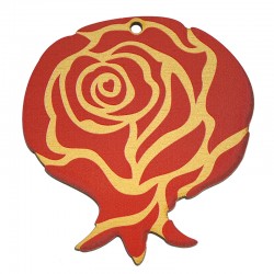 Colgante de Madera Granada con Rosa 67x73mm