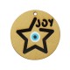 Wooden with Plexi Acrylic Pendant Round with Evil Eye "joy" 45mm