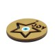 Wooden with Plexi Acrylic Pendant Round with Evil Eye "joy" 45mm