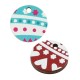 Wooden Charm Round with Flower Circle Triangle & Lines 15mm