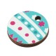 Wooden Charm Round with Flower Circle Triangle & Lines 15mm