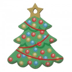 Pendentif en bois en Forme D'Arbre de Noël avec Étoile 30 x 36 mm