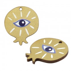 Pendentif en bois Grenade avec œil Maléfique 26 x 29 mm