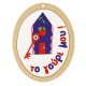 Wooden Pendant Oval with House Pomegranate & Evil Eye 70x90mm