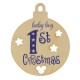 Pendentif en bois Boule de Noël « boy First Christmas » 52 x 65 mm