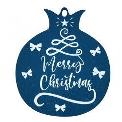 Pendentif en bois Grenade « Merry Christmas » avec Étoile 61 x 71 mm