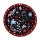 Wooden Pendant Round with Star Flower Bird & Pomegranate 114mm